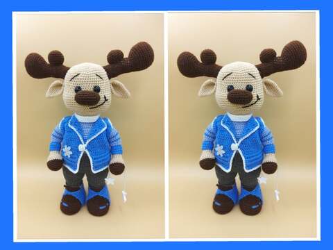 Häkelanleitung / Amigurumi / Ebbo der Elch