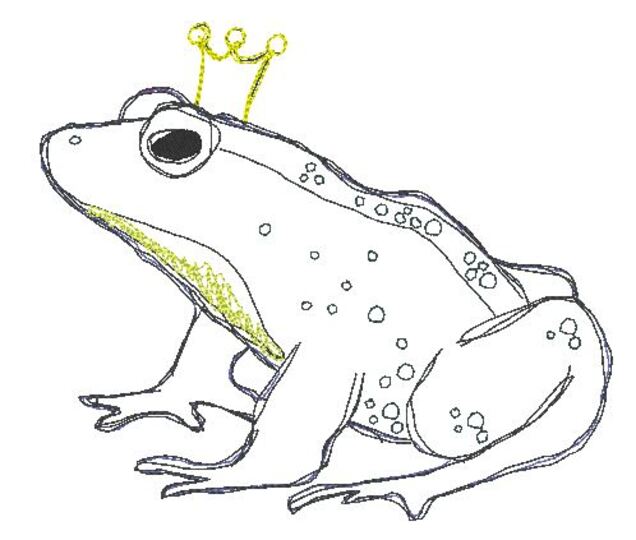 Scribble Kritzel Frosch Froschkönig Stickdatei Doodle