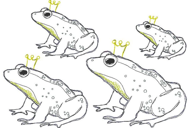 Scribble Kritzel Frosch Froschkönig Stickdatei Doodle