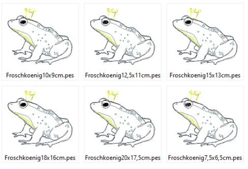 Scribble Kritzel Frosch Froschkönig Stickdatei Doodle