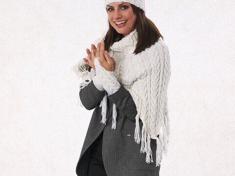 Strickanleitung Dreiecktuch, Stirnband & Armstulpen "Delhi" 761028