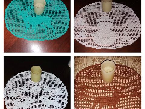 Tischdeckchen rund Weihnachten - Häkelanleitung für 8 Deckchen