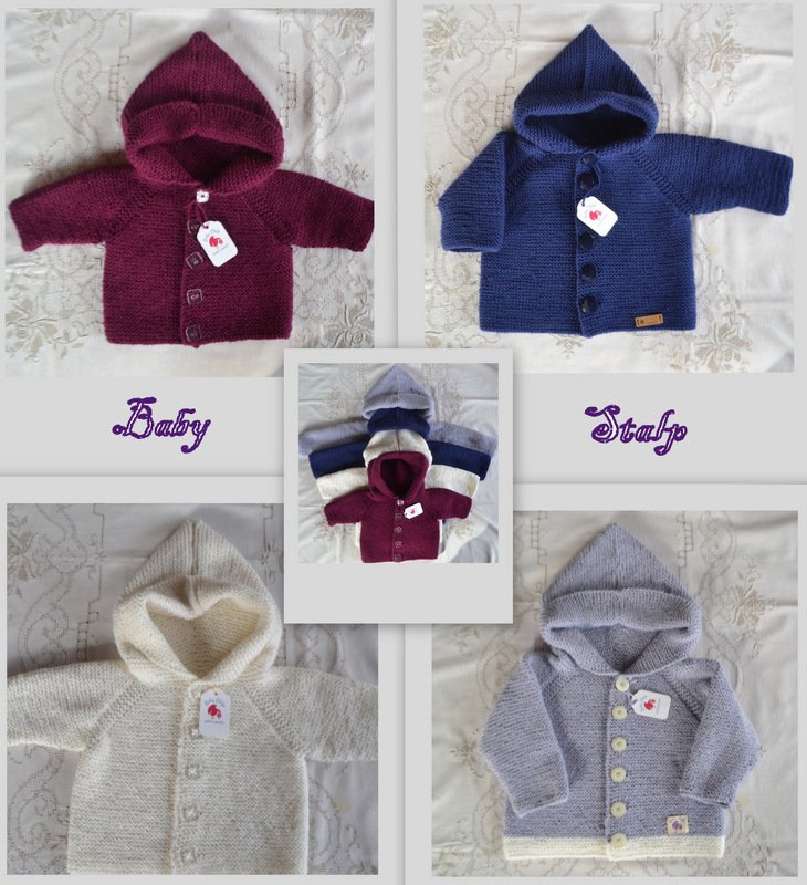 BABY JACKE MIT KAPUZE * Strickanleitung * 3 GRÖßEN * RVO