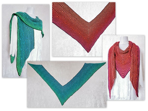 Knitting pattern Shawl // Scarf // Scarf with slip stitches Square Dance