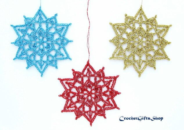 Crochet Pattern Christmas Snowflake Ornaments (12)