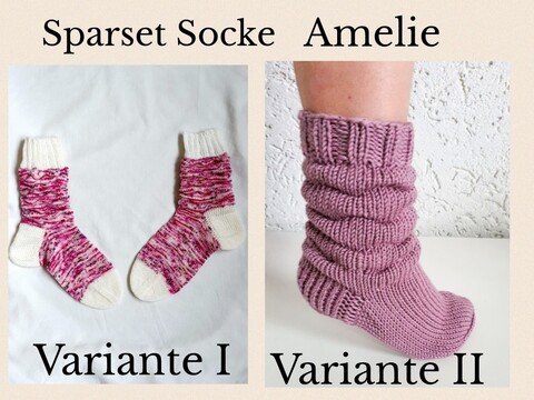 Sparset Strickanleitung Falten Socke Amelie beide Varianten