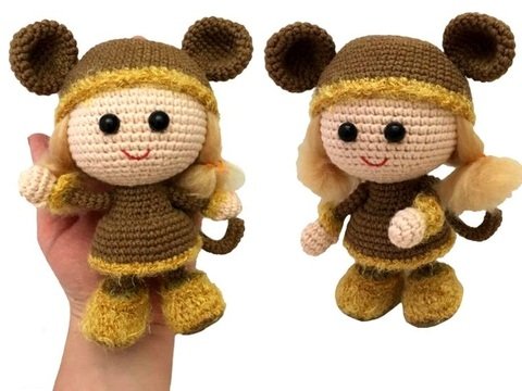 188DE Häkelanleitung Puppe im Affen Kleid - Amigurumi PDF Stelmakhova CP