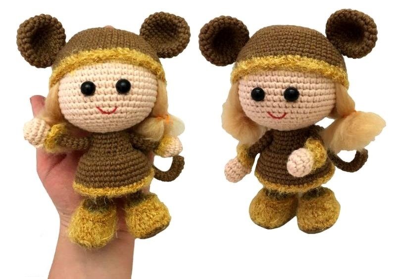 188DE Häkelanleitung Puppe im Affen Kleid - Amigurumi PDF Stelmakhova CP