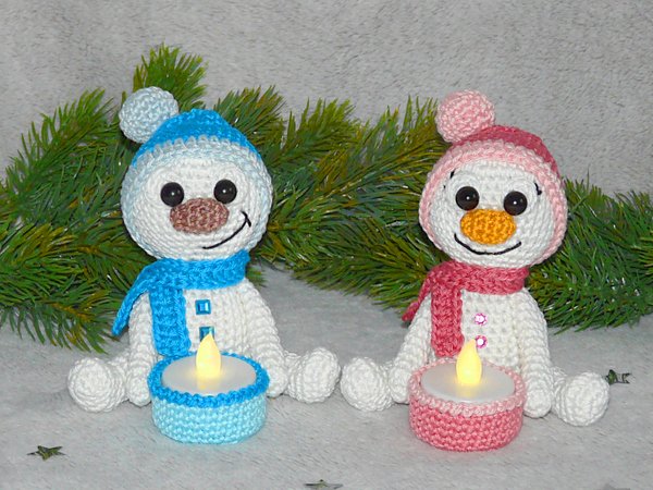 Crochet Pattern Snowman tealight holder