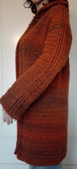 offene Jacke Gomitolo  Gr. M /L Reliefstreifen Häkelanleitung