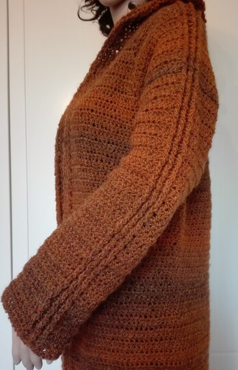 offene Jacke Gomitolo  Gr. M /L Reliefstreifen Häkelanleitung