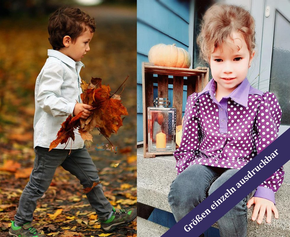 Kinder Blusen oder Hemdenschnittmuster von 92 - 134