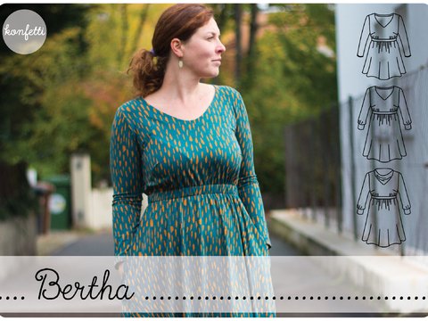 Bertha - langärmliges Kleid für Damen Gr.32-50