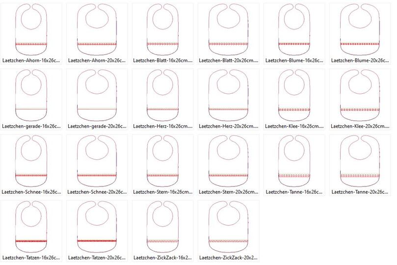 Lätzchen 20x26cm und 16x26cm ITH Stickdatei