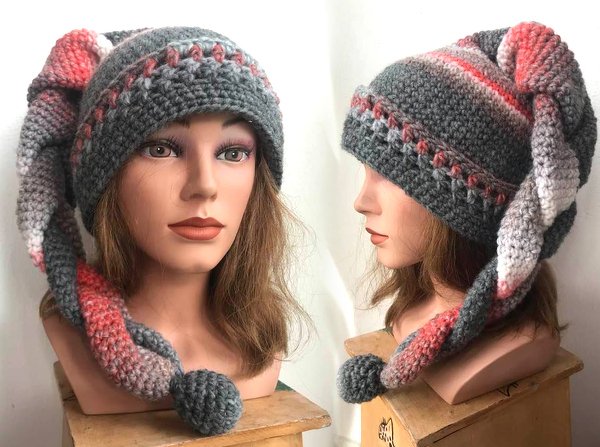 GEHÄKELTE, geflochtene Zipfelmütze LUKAS