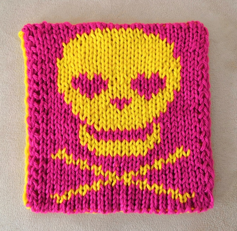 Anleitung Grundlagen Doubleface Stricken - Untersetzer "Totenkopf Skully"