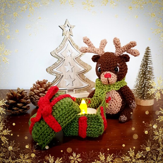 Häkelanleitung "Rentier Rudi mit Geschenkbox"