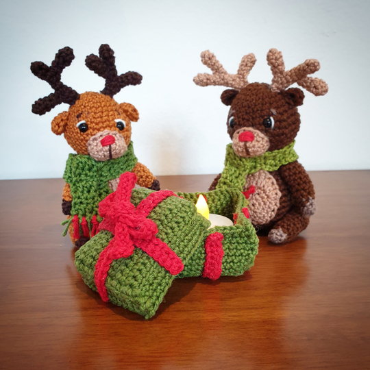 Häkelanleitung "Rentier Rudi mit Geschenkbox"