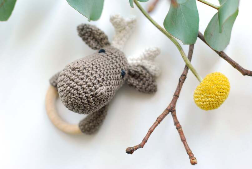 Häkelanleitung - Rentier - Beißring & Rassel