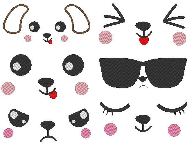 Hund Hunde Gesichter Stickdatei