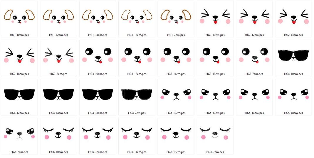 Hund Hunde Gesichter Stickdatei