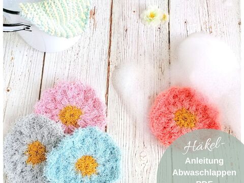 Häkelanleitung Abwaschlappen Blüte
