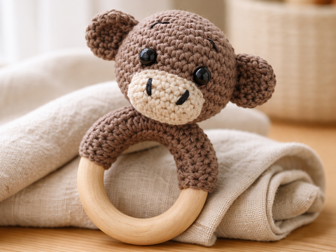 Häkelanleitung Affen Rassel, Babyrassel häkeln