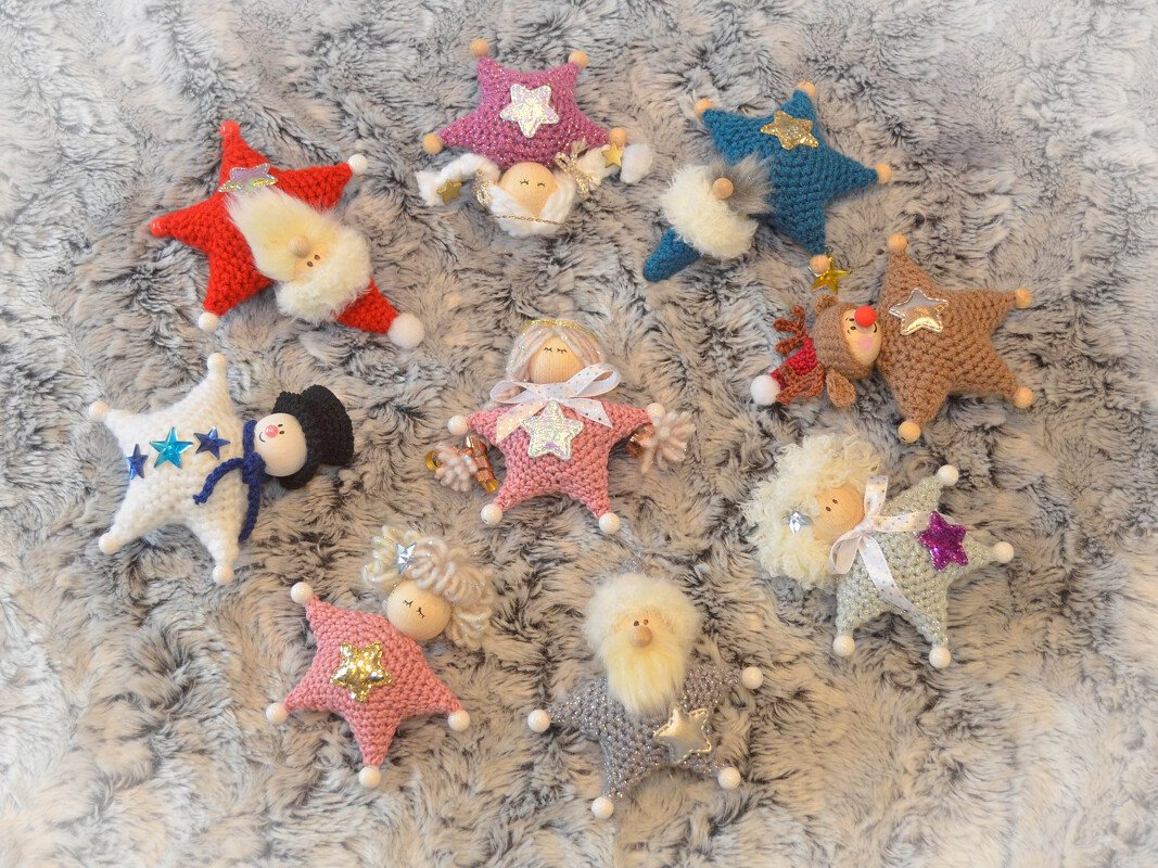 Anhänger Set Weihnachten Schneemann Engel Wichtel Nikolaus Elch