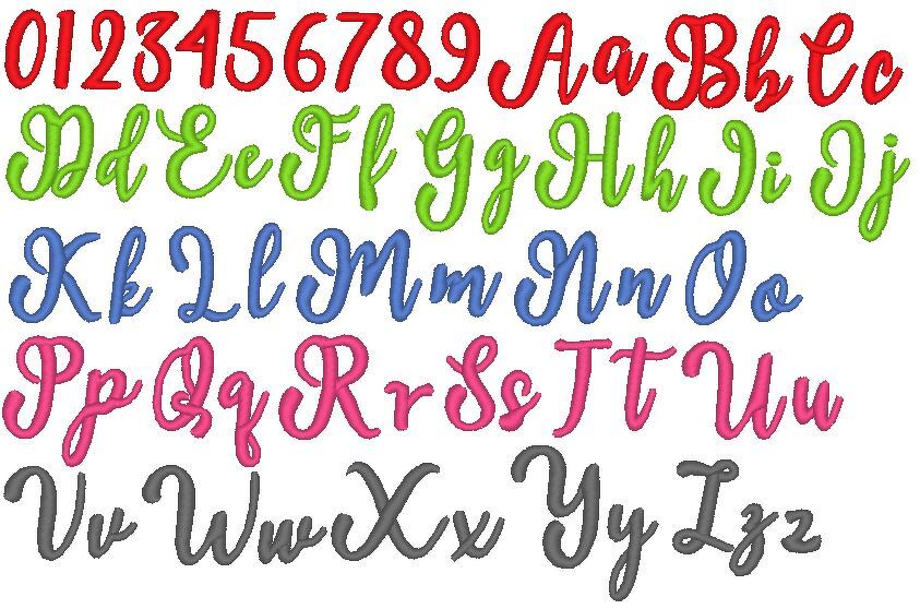 Buchstaben Schreibschrift klein und groß + Zahlen Stickdatei