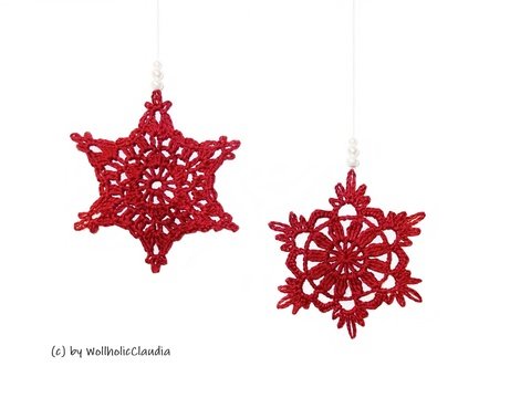 Häkelanleitung 2x Schneeflocke/ Stern/ Eiskristall