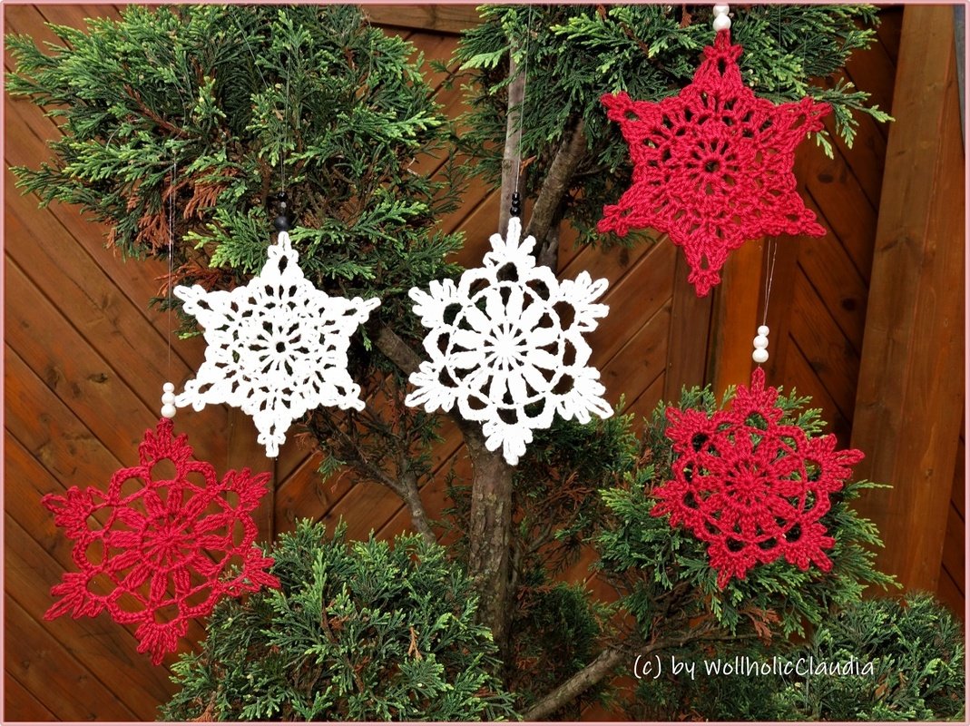 Häkelanleitung 2x Schneeflocke/ Stern/ Eiskristall - Bild 2