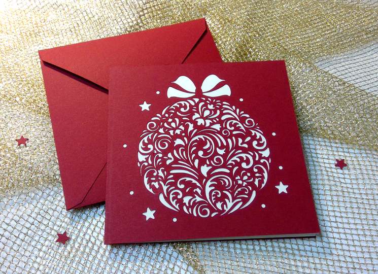 Weihnachtskarte Ornament Kugel Plotterdatei SVG DXF FCM