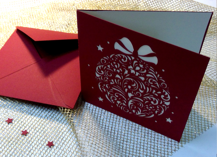 Weihnachtskarte Ornament Kugel Plotterdatei SVG DXF FCM