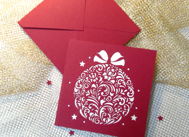 Weihnachtskarte Ornament Kugel Plotterdatei SVG DXF FCM