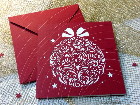 Weihnachtskarte Ornament Kugel Plotterdatei SVG DXF