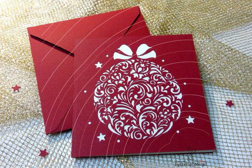 Weihnachtskarte Ornament Kugel Plotterdatei SVG DXF