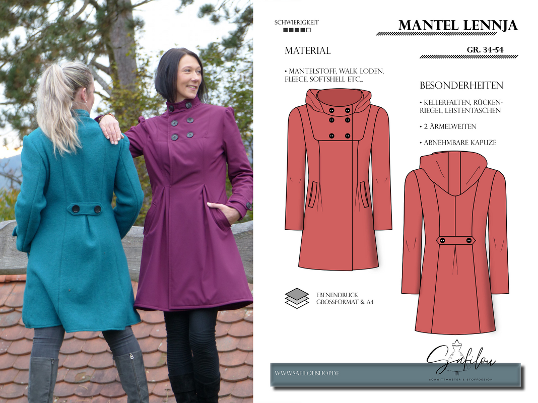 Lennja Damenmantel Schnittmuster – Eleganz &amp; Vielseitigkeit in Größen 34-54