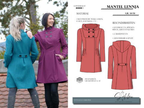 Lennja Damenmantel Schnittmuster – Eleganz & Vielseitigkeit in Größen 34-54