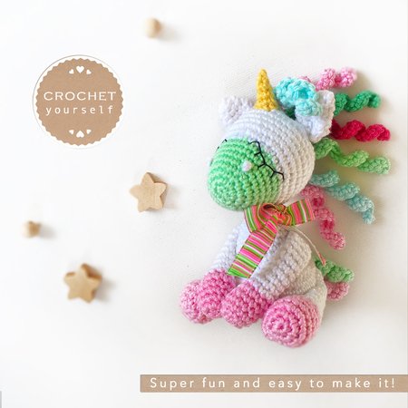 Amigurumi Crochet pattern cute Little Baby Unicorn Rainbow
