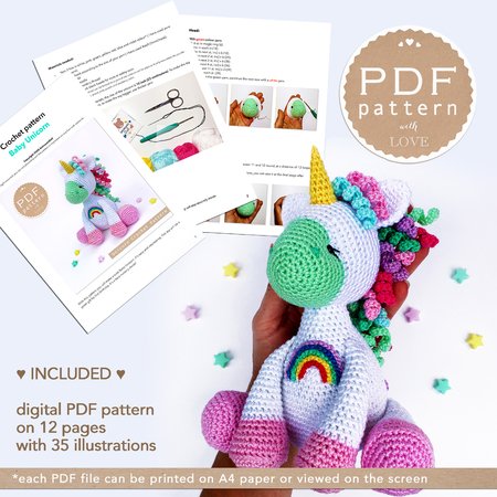 Amigurumi Unicorn with Rainbow Crochet pattern