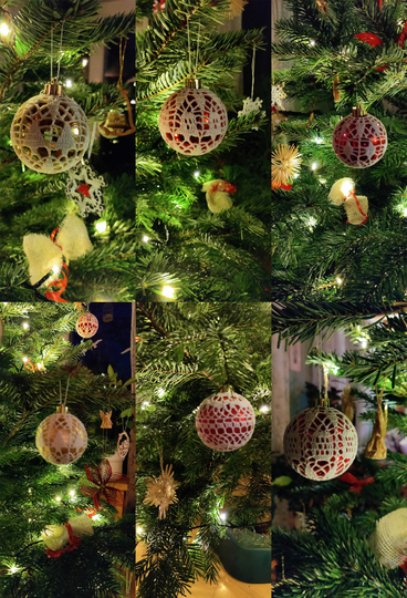 Häkelanleitung für umhäkelte Weihnachtskugel - Muster Baum