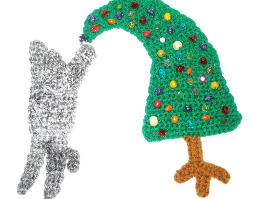 Pattern Cat with Christmas tree applique