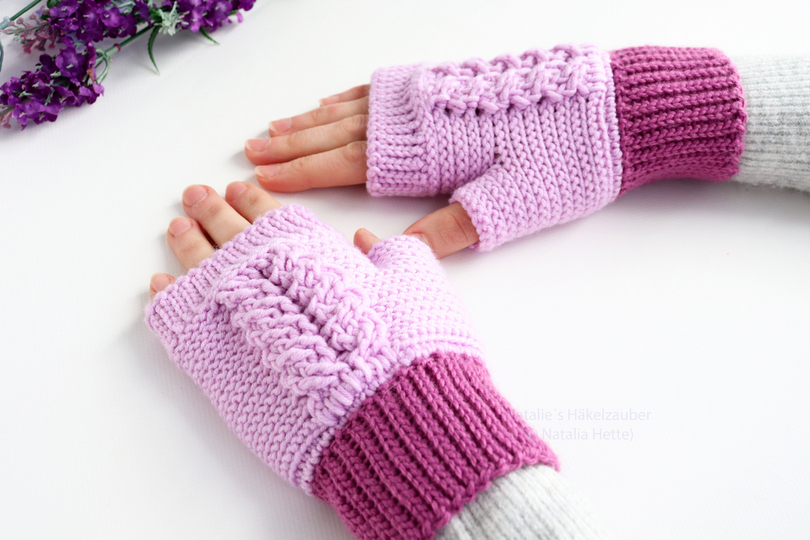 Handstulpen mit dem Zopfmuster (für Erw./Kinder ab 6 J.)