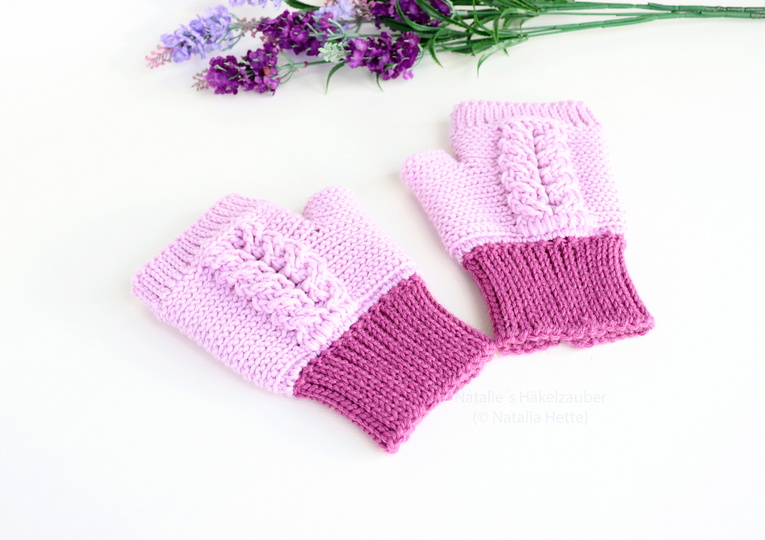 Handstulpen mit dem Zopfmuster (für Erw./Kinder ab 6 J.)