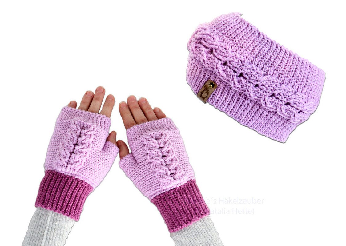 2 PDFs Spar-Set: Stirnband & Handstulpen mit Zopfmuster