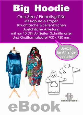 Big Hoodie Schlupfkleid Kapuzen-Hoody Kleid oversize One Plus Size nähen