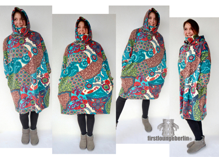 Big Hoodie Schlupfkleid Kapuzen-Hoody Kleid oversize One Plus Size nähen