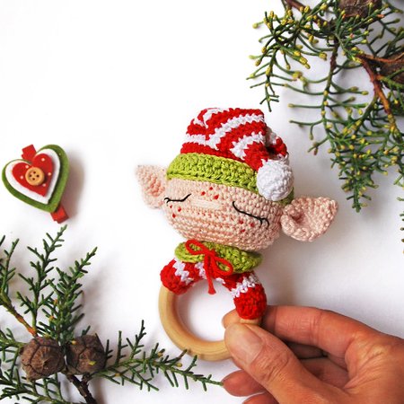 Christmas Elf Baby Rattle Crochet pattern
