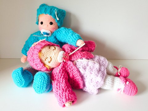 Zwillinge Luis und Luana, 28 cm Puppen, Puppentrage