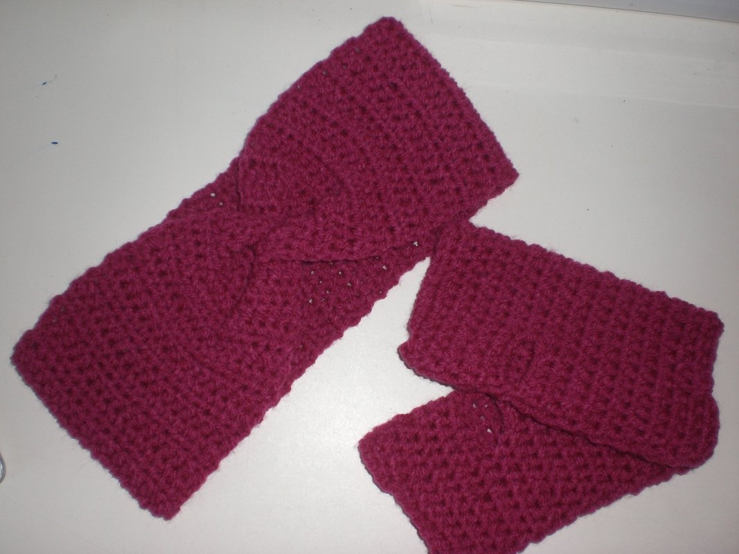 Häkelanleitung Stirnband und Pulswärmer Set